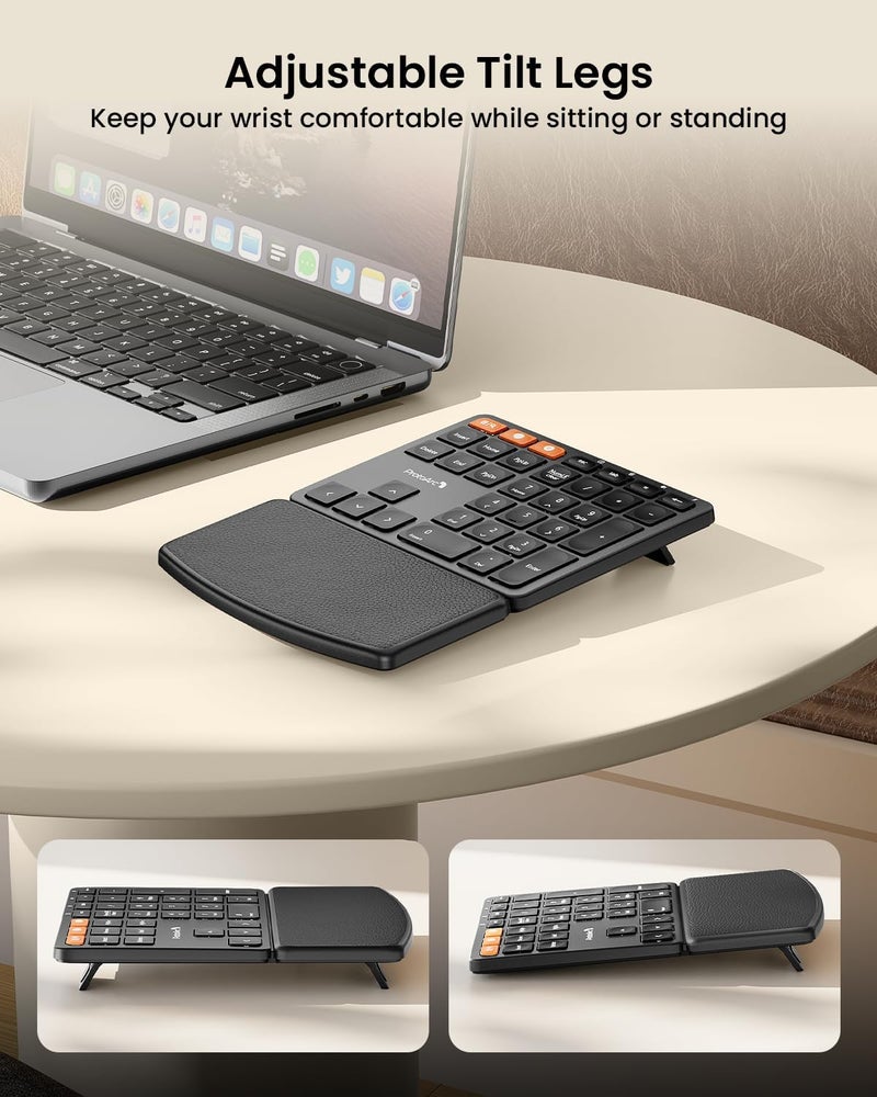 ProtoArc Wireless Number Pad, EK04 N Ergonomic Numeric Keypad with Wrist Rest, Bluetooth and USB, Rechargeable, for Windows PC/Laptop, Mac OS - Image 4